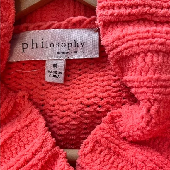 Philosophy Vibrant Coral Mock Neck Sweater - Picture 6 of 7